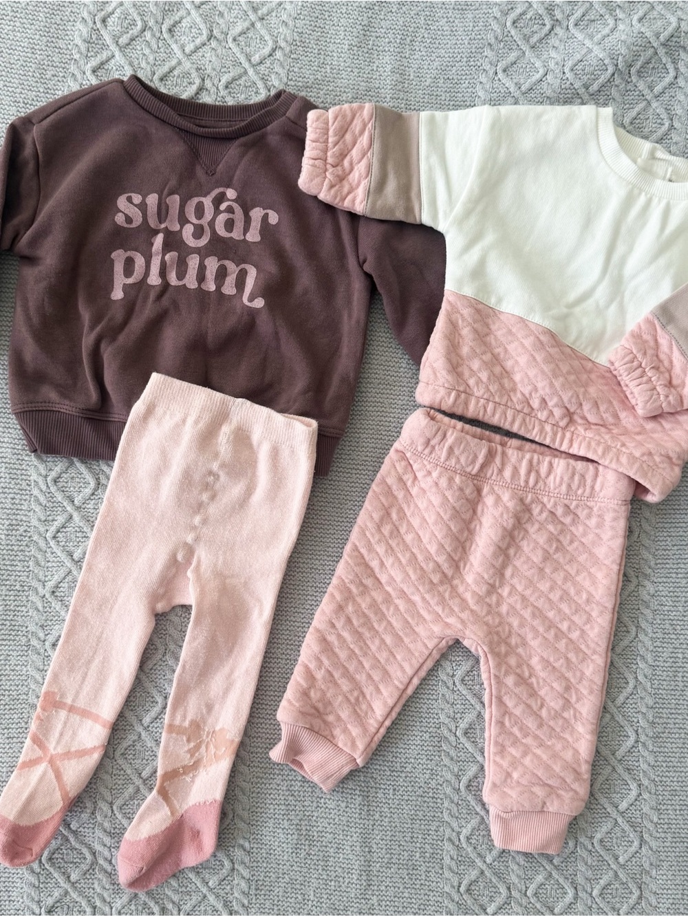 Little Co. PL Baby Girl Sugar Plum Cozy Sweatshirt Pants Set Ballet Pink 3M